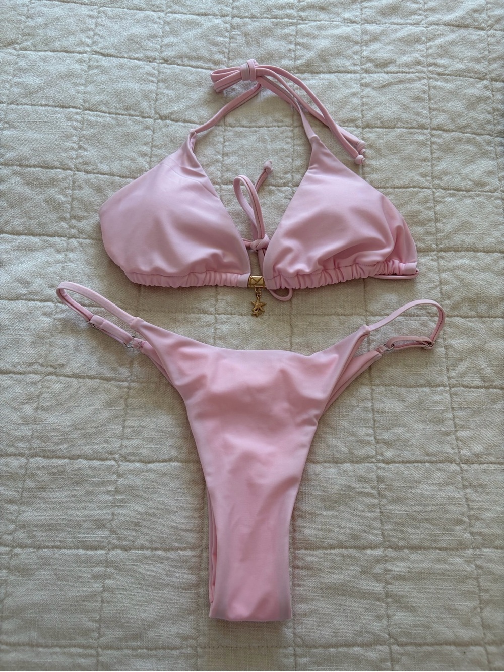Pink Triangle Bikini Set - Women Swim